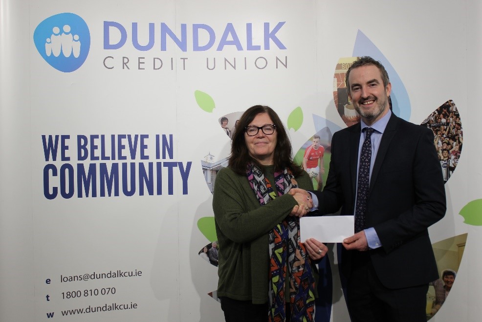 Pictured Ciara Solan, SOSAD with Stewart Agnew, Dundalk Credit Union